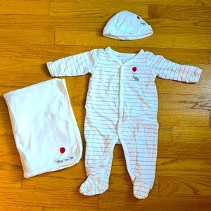 Janie and Jack footie set with matching blanket